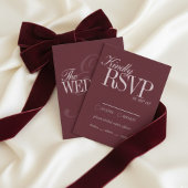 Elegant Script Burgundy Red Formal Wedding Details 出欠カード