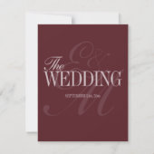 Elegant Script Burgundy Red QR Code Formal Wedding 出欠カード (裏面)