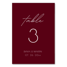 Elegant Script Burgundy Wedding テーブルナンバー