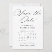 Elegant Script Calendar Save the Date Card 招待状 (正面)