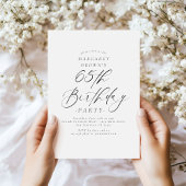 Elegant Script Calligraphy 65th Birthday Party 招待状