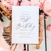 Elegant Script Calligraphy 75th Birthday Party  招待状