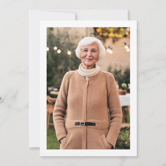 Elegant Script Calligraphy 75th Birthday Photo  招待状 (裏面)