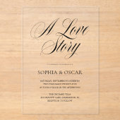  Elegant Script Calligraphy | A Love Story Modern アクリル招待状 (正面)