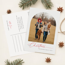 Elegant Script Calligraphy Family Photo Christmas