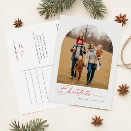 Elegant Script Calligraphy Family Photo Christmas シーズンポストカード