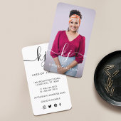 Elegant Script Calligraphy Monogram Logo & Photo 名刺