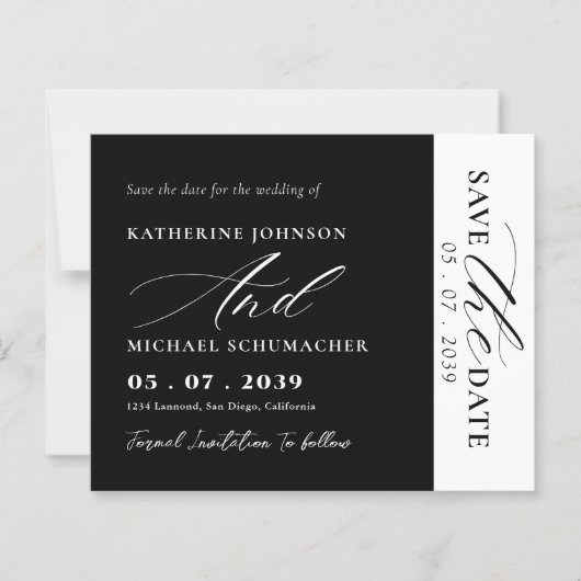 Elegant Script Calligraphy & QR Code Save The Date (正面)