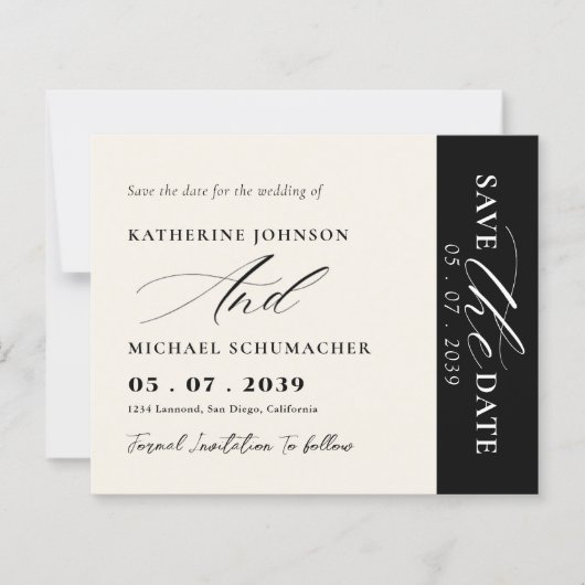 Elegant Script Calligraphy & QR Code Save The Date (正面)