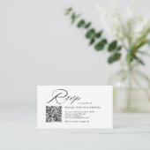 Elegant Script Calligraphy & QR Code Wedding RSVP  エンクロージャーカード (スタンド正面)