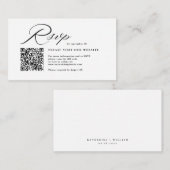 Elegant Script Calligraphy & QR Code Wedding RSVP エンクロージャーカード (正面/裏面)