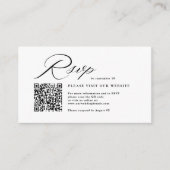 Elegant Script Calligraphy & QR Code Wedding RSVP  エンクロージャーカード (正面)