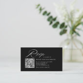Elegant Script Calligraphy & QR Code Wedding RSVP  エンクロージャーカード (スタンド正面)