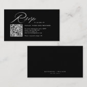 Elegant Script Calligraphy & QR Code Wedding RSVP  エンクロージャーカード (正面/裏面)