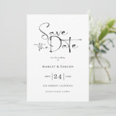 Elegant Script Calligraphy Save The Date Wedding 招待状 (スタンド正面)