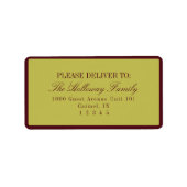 Elegant Script Chartreuse Burgundy Formal Wedding ラベル (正面)