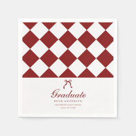 Elegant Script Checkered Coquette Graduation Party スタンダードカクテルナプキン