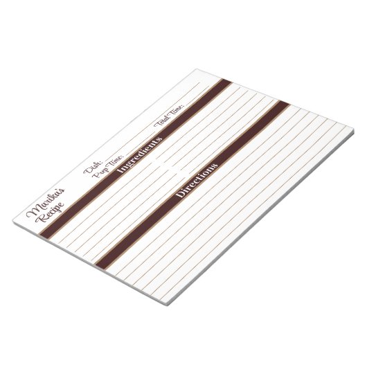 Elegant Script Chocolate Brown 8.5x11 Recipes ノートパッド (アングル)
