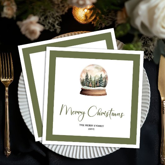 Elegant Script Christmas Ball Custom Name Napkins スタンダードカクテルナプキン