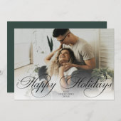 Elegant Script Christmas Modern Minimal Photo シーズンカード (正面/裏面)