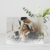 Elegant Script Christmas Modern Minimal Photo シーズンカード (スタンド正面)