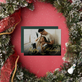 Elegant Script Christmas Modern Minimal Photo 箔シーズンカード