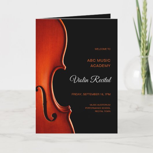 Elegant Script Classy Music Senior Recital Program 招待状 (正面)