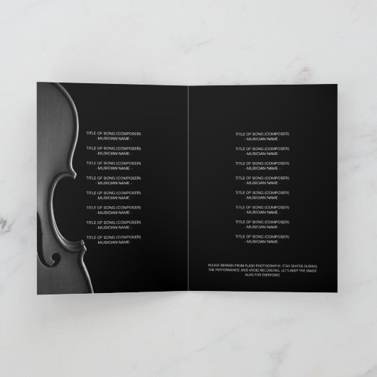 Elegant Script Classy Music Senior Recital Program 招待状 (内部)