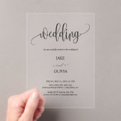 Elegant Script Clear Acrylic Wedding Invitation アクリル招待状 (インサイチュ (ポータブル))
