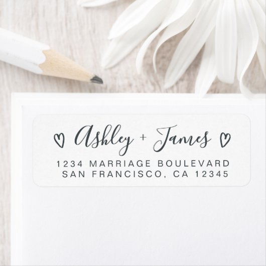 Elegant Script Couple Return Address Label ラベル (インサイチュ)