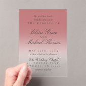 Elegant Script Cranberry Red Gradient Wedding アクリル招待状 (インサイチュ (ポータブル))