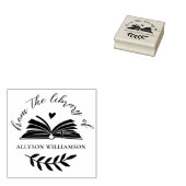 Elegant Script Custom Botanical Library Book ラバースタンプ (押印)