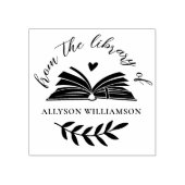 Elegant Script Custom Botanical Library Book ラバースタンプ (インプリント)