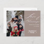 Elegant Script Custom Family Name Year 1 Photo シーズンポストカード (正面/裏面)