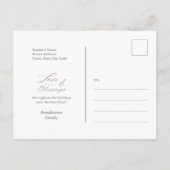 Elegant Script Custom Family Name Year 1 Photo シーズンポストカード (裏面)