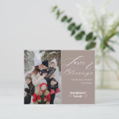 Elegant Script Custom Family Name Year 1 Photo シーズンポストカード (スタンド正面)