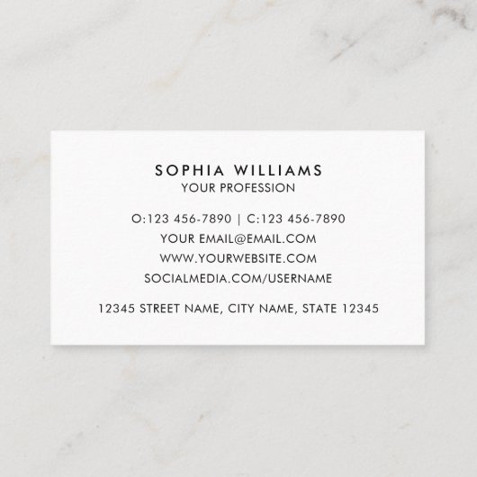 Elegant Script Custom Logo Modern Off-White 名刺 (裏面)