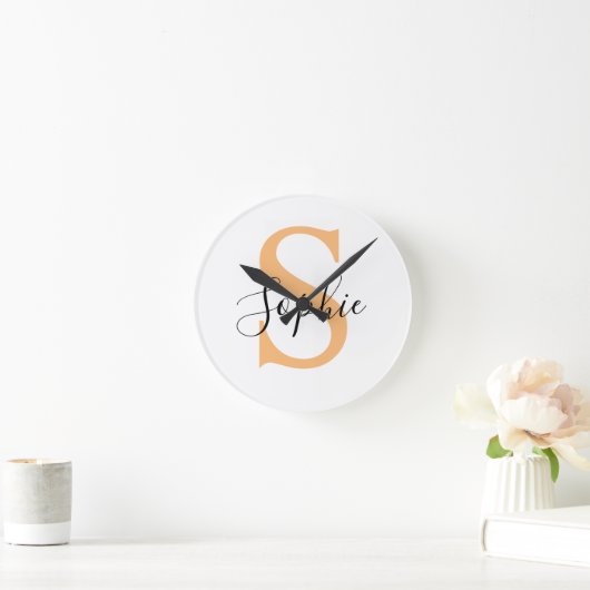 Elegant Script Custom Name Personalized Gift ラウンド壁時計 (ホーム)