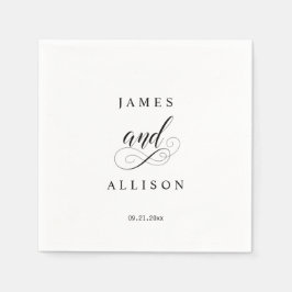 Elegant Script Custom Wedding Monogram Napkins スタンダードカクテルナプキン