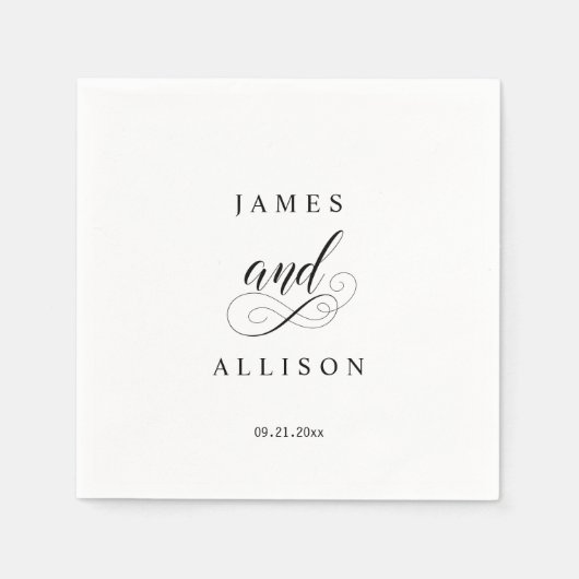 Elegant Script Custom Wedding Monogram Napkins スタンダードカクテルナプキン (正面)
