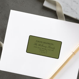 Elegant Script Dark Green Formal Wedding ラベル
