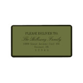 Elegant Script Dark Green Formal Wedding ラベル (正面)