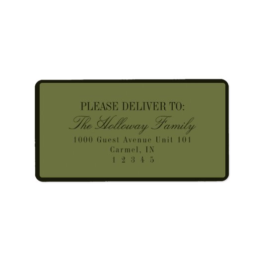 Elegant Script Dark Green Formal Wedding ラベル (正面)