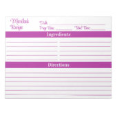 Elegant Script Dark Pink 8.5x11 Recipes ノートパッド (正面)