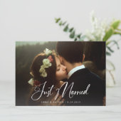 Elegant Script Dusty Blue | QR Code Just Married 招待状 (スタンド正面)