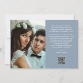 Elegant Script Dusty Blue | QR Code Just Married 招待状 (裏面)