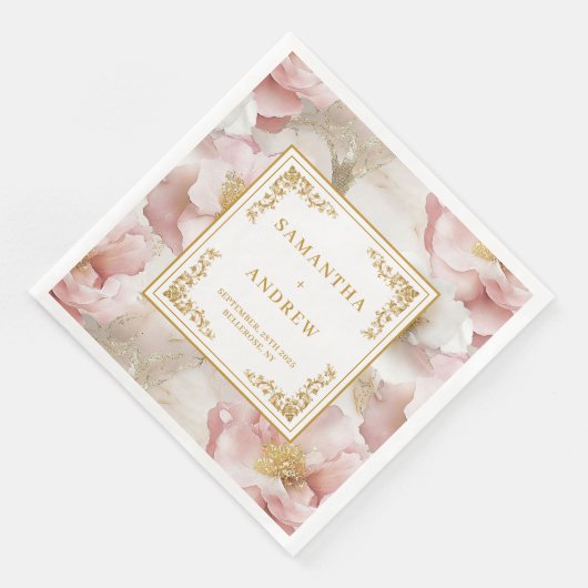 Elegant Script Dusty Pink Floral Fully Editable (コーナー)