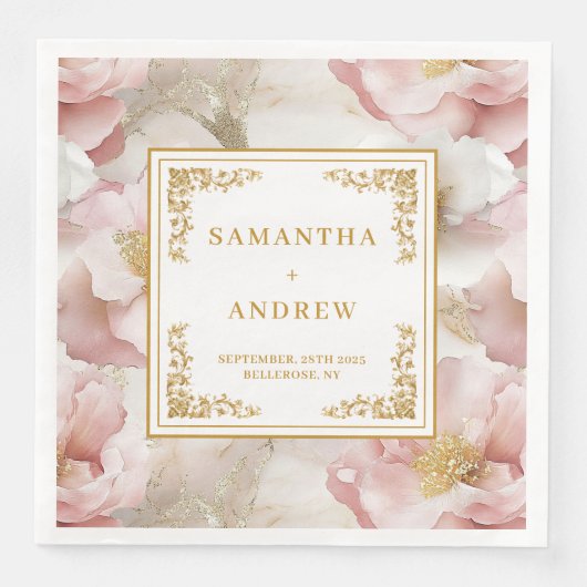 Elegant Script Dusty Pink Floral Fully Editable (正面)