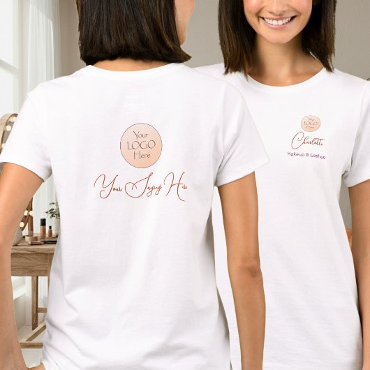 Elegant Script Employee Name Business Logo Makeup Tシャツ