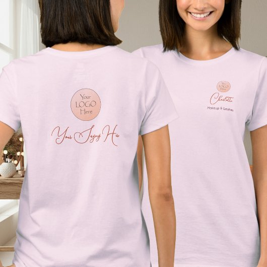 Elegant Script Employee Name Business Logo Makeup Tシャツ